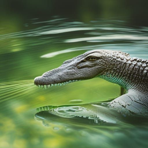 Crocodile Wildlife Portrait in Backyard Pool
