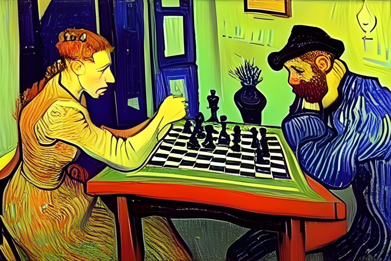 Chess game between man and woman