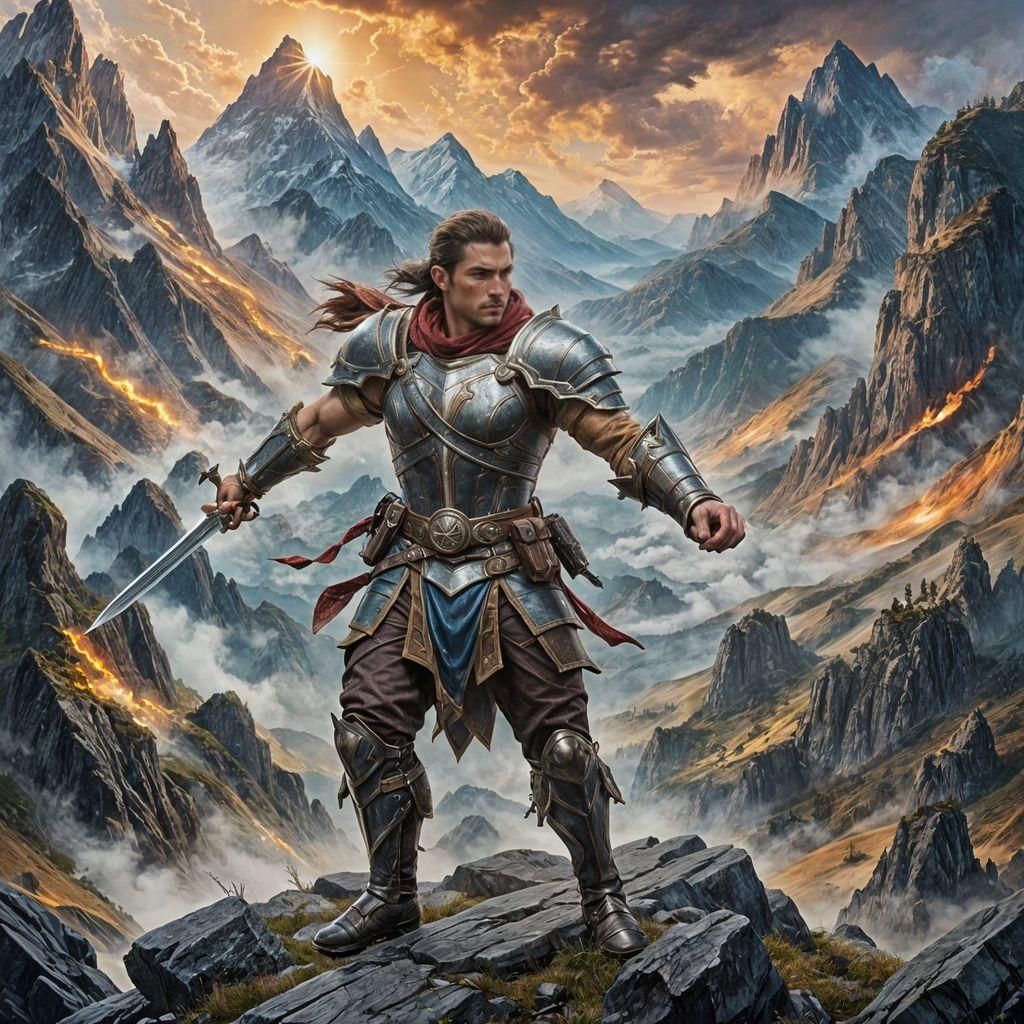 Epic Fantasy Fighter Portrait in Dynamic Lighting