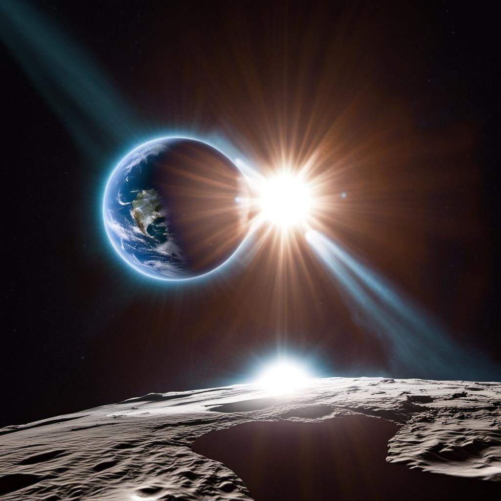 Solar Flare Reaching Earth, View from Moon