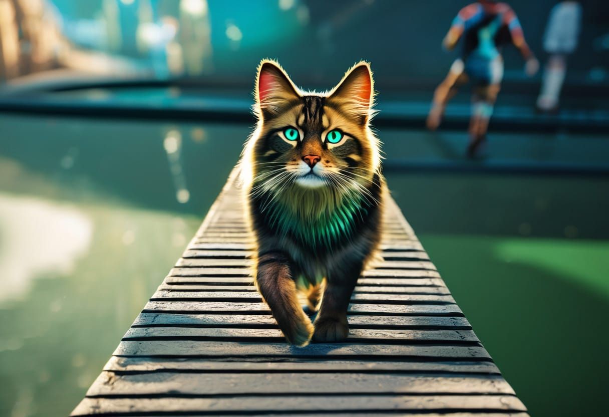 Cyberpunk-Style Dog-Cat Hybrid Portrait