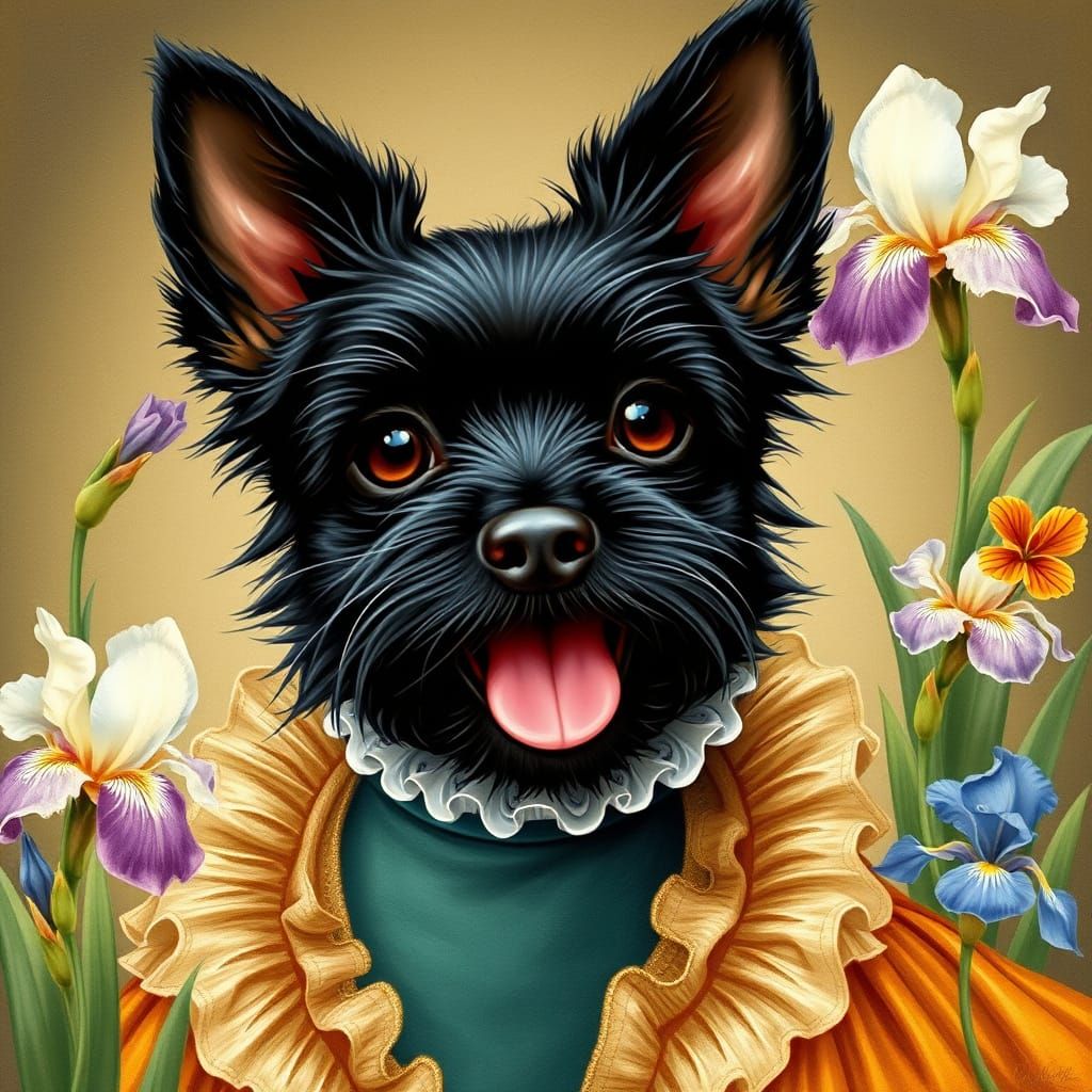 Cute Scottish Terrier in Art Nouveau Style
