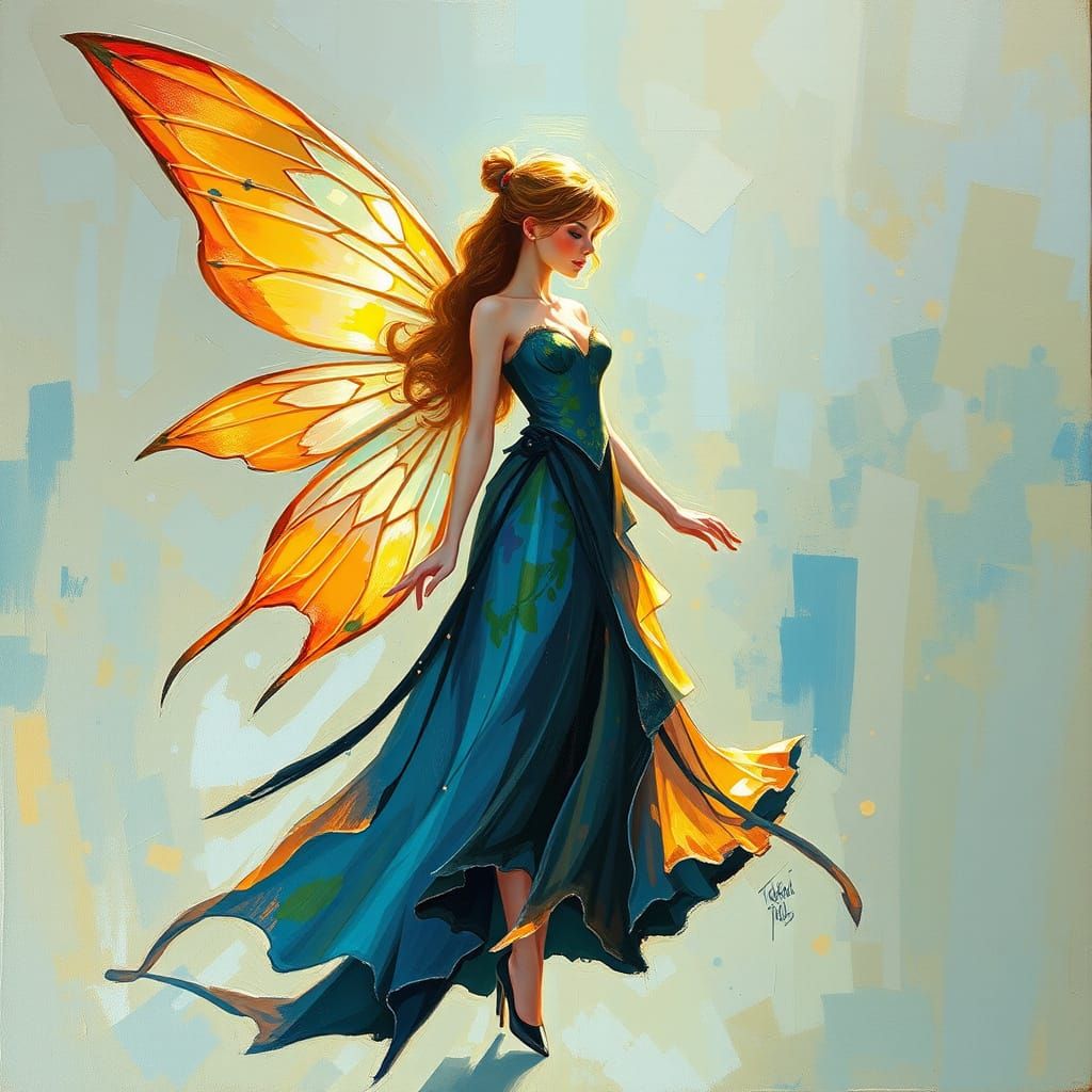 Whimsical Fairy in Modern Impressionist Style