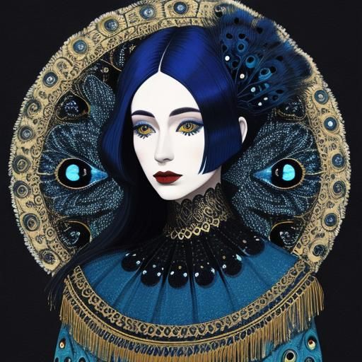 Abstract Woman with Peacock Feathers