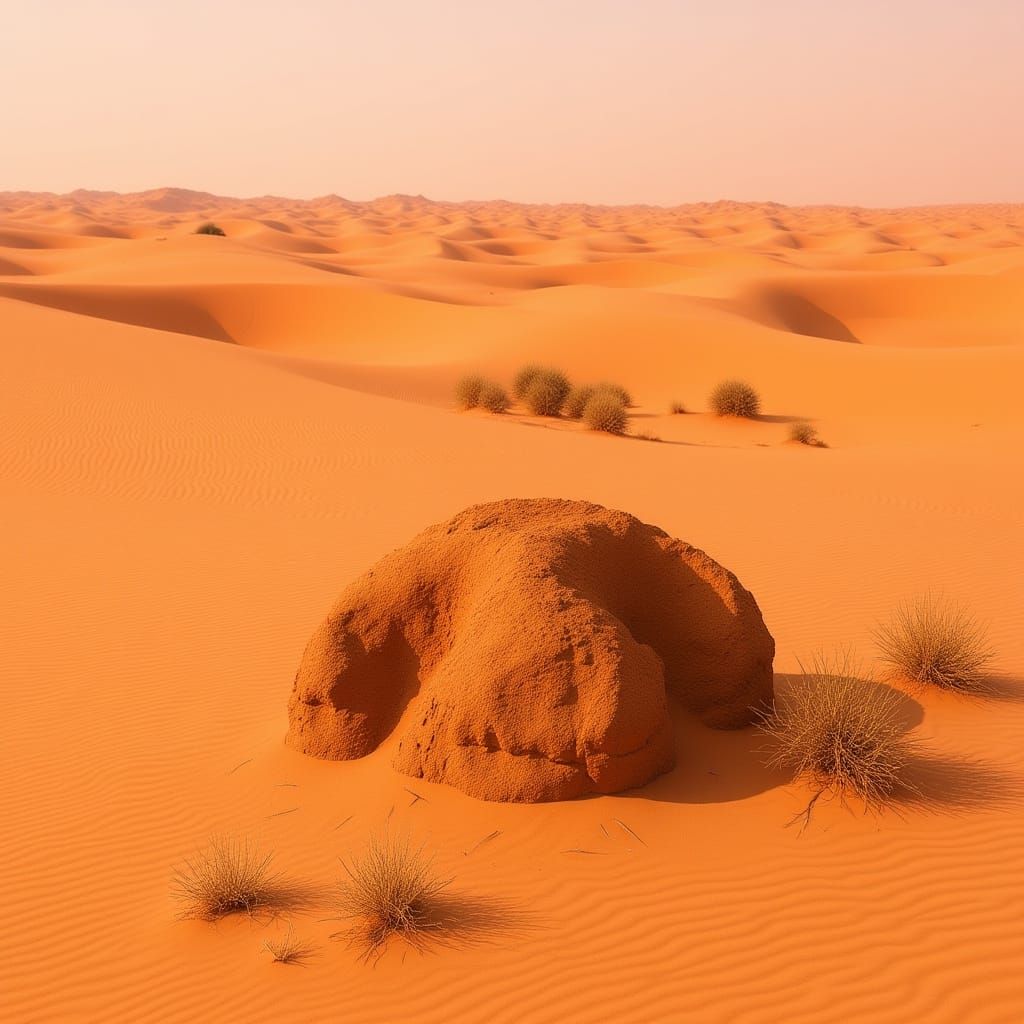 Desert Landscape with Rocky Formation