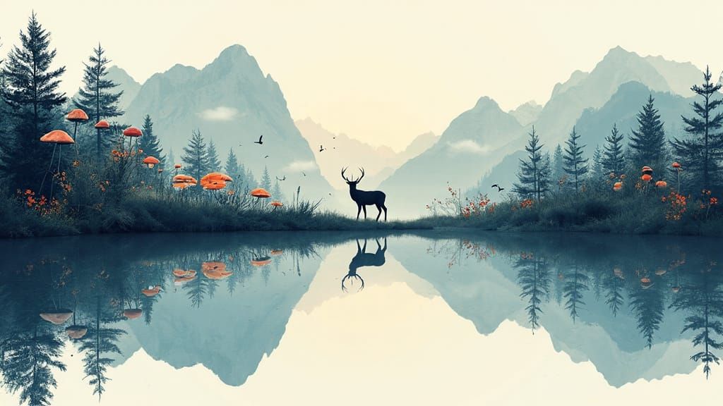 River Landscape in Double Exposure Splash Art