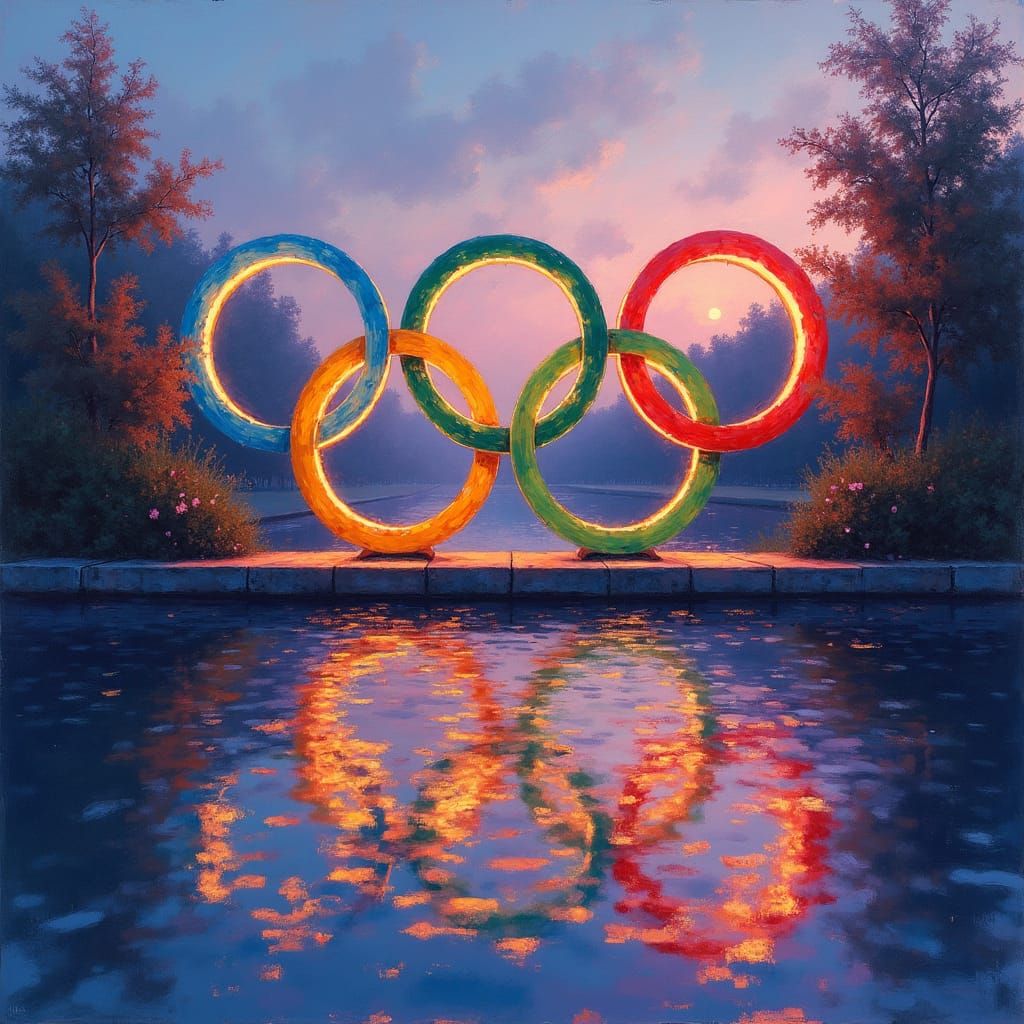 Olympic Rings in Impressionist Style of Monet