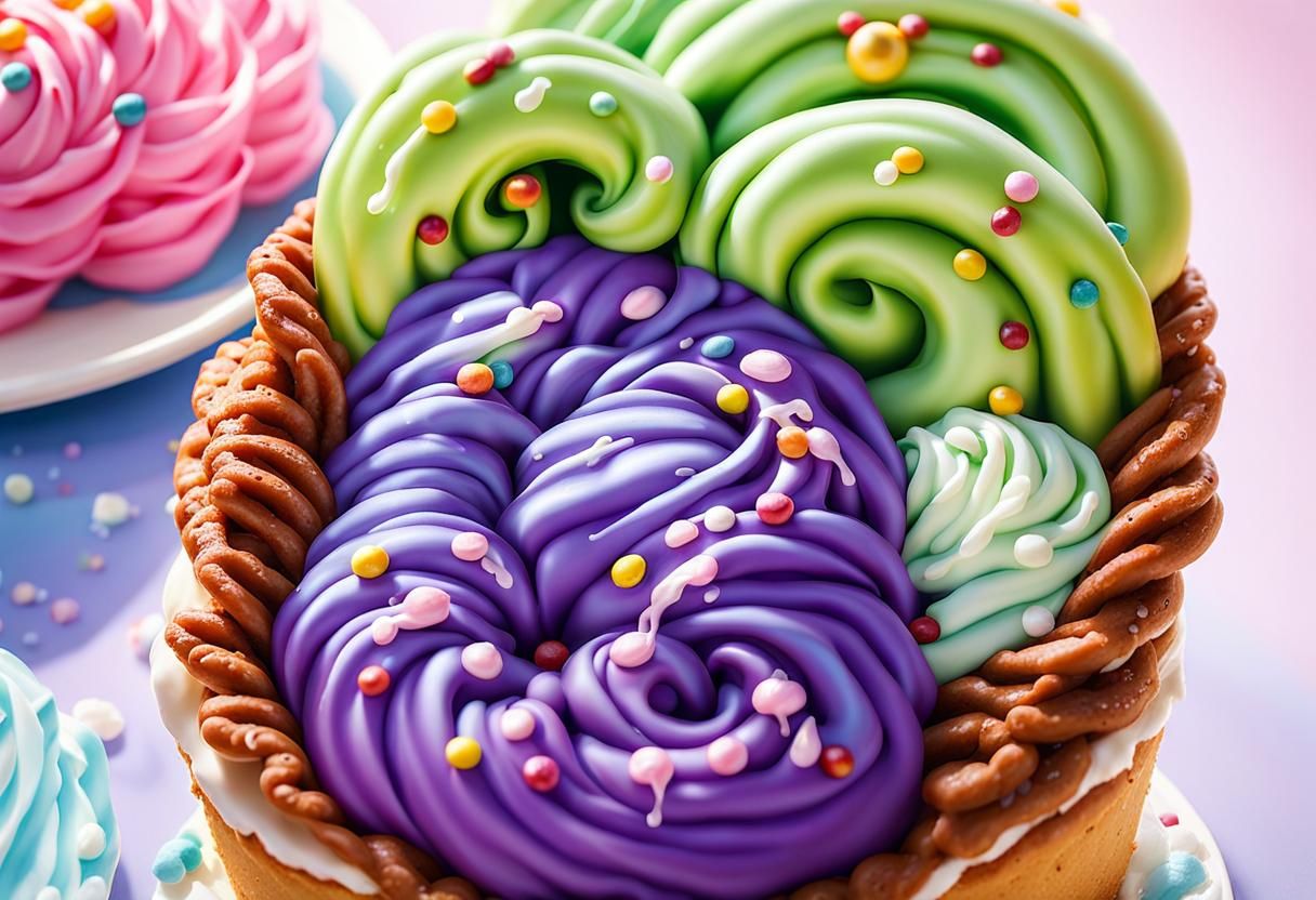 Delicious Cake Still Life with Colorful Frosting