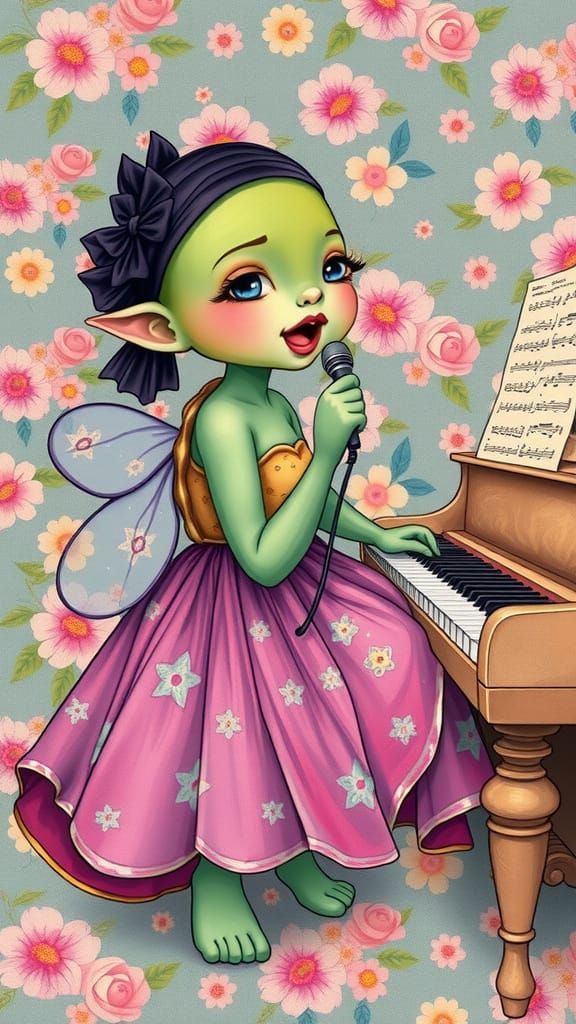 Turtle-Fairy Plays Piano in Psychedelic Pop Style