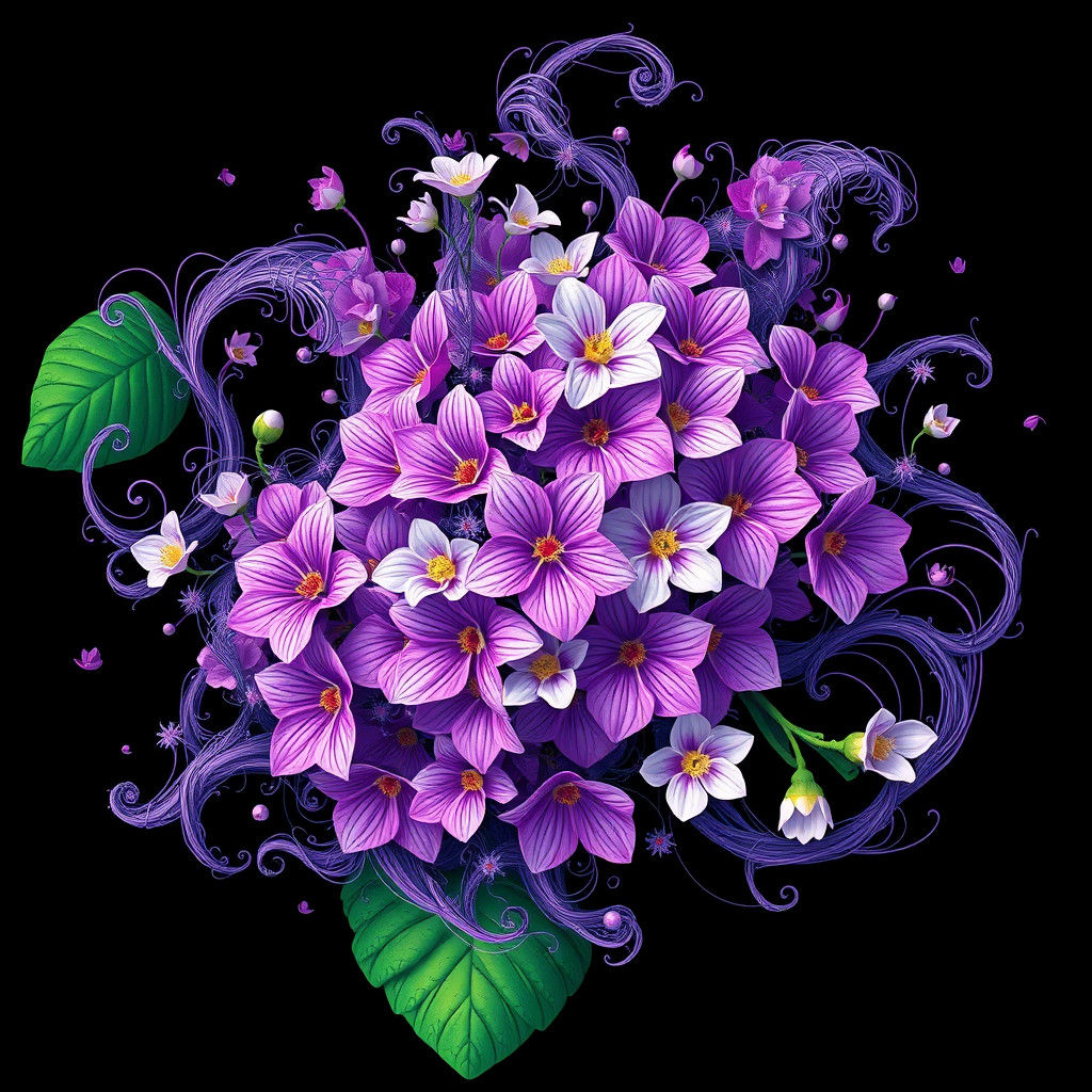 Floral Dreamscape in Abstract Vector Fractal Style