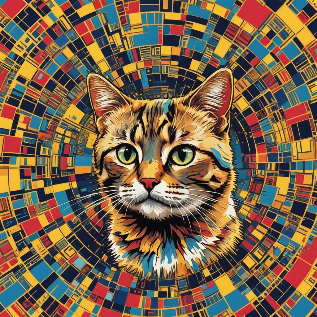 Pop Art Kittenloaf in Geometric Bauhaus Style