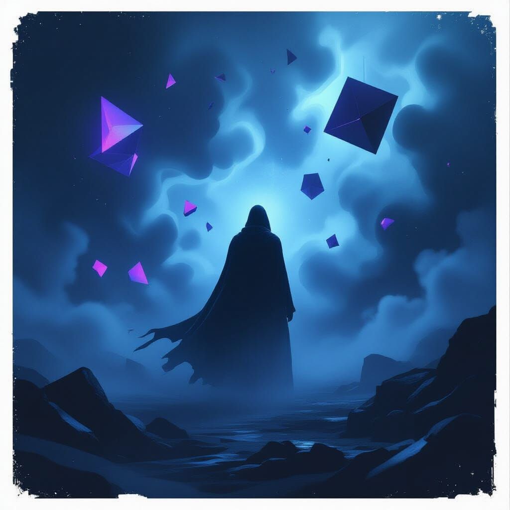 Mysterious Figure in Abstract Shadowscape