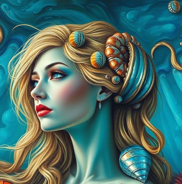 Surreal Underwater Portrait of a Mermaid Lobster