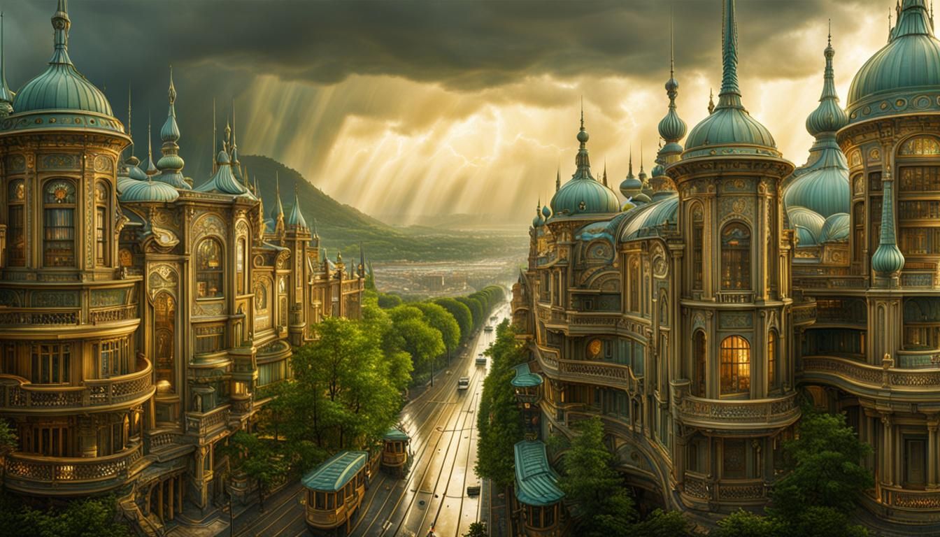 Hopeful Panorama in Art Nouveau Style