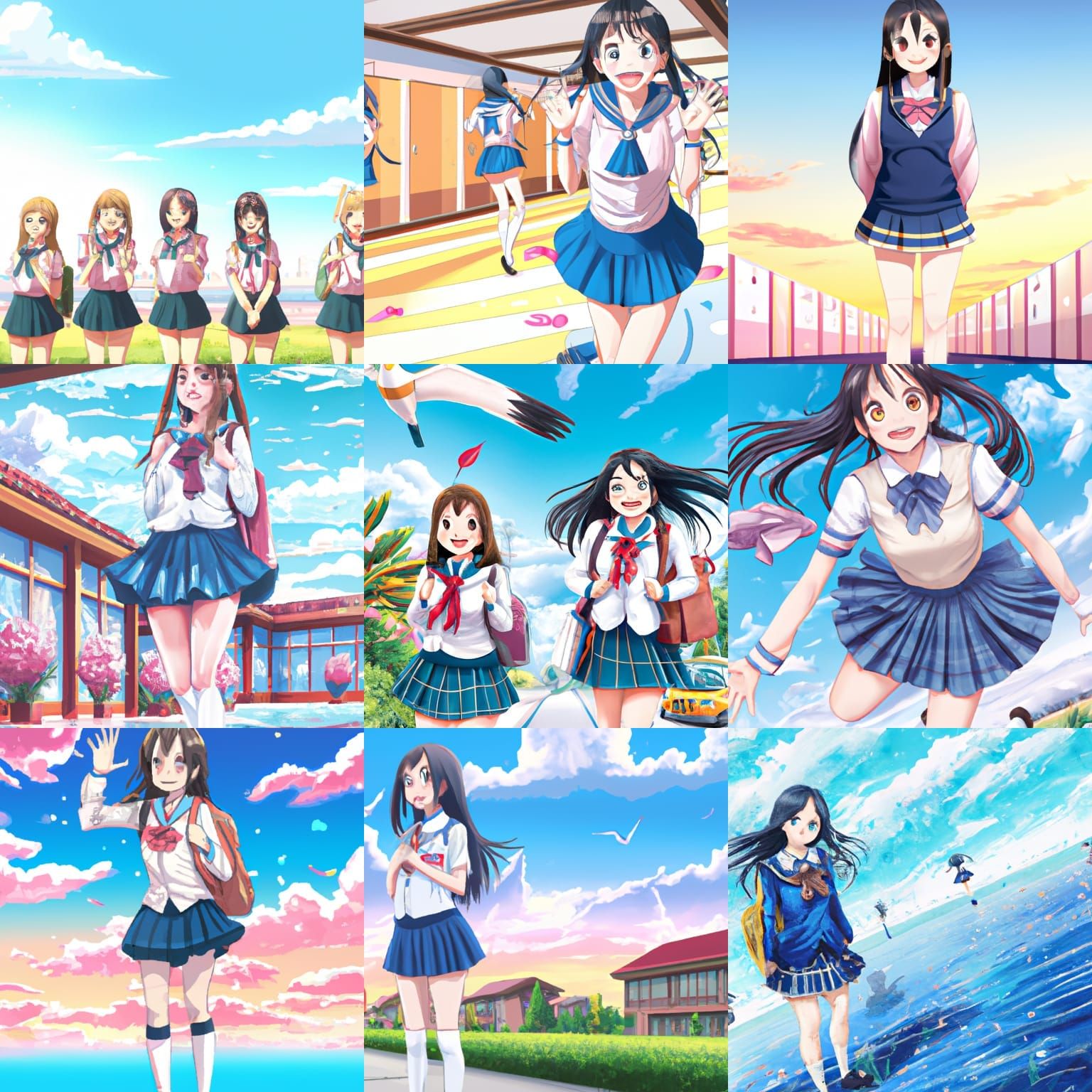 Anime Waifu Girls in School, Ghibli Style