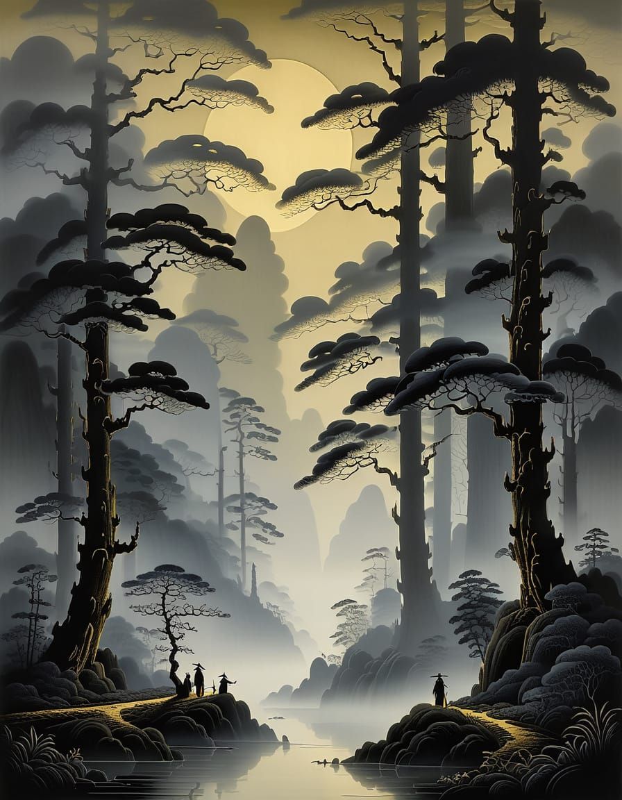 Foggy Negative Space Forest