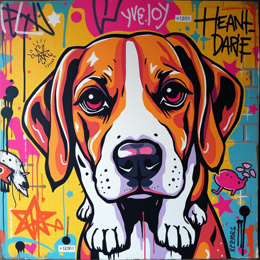 Psychedelic Beagle Graffiti Art