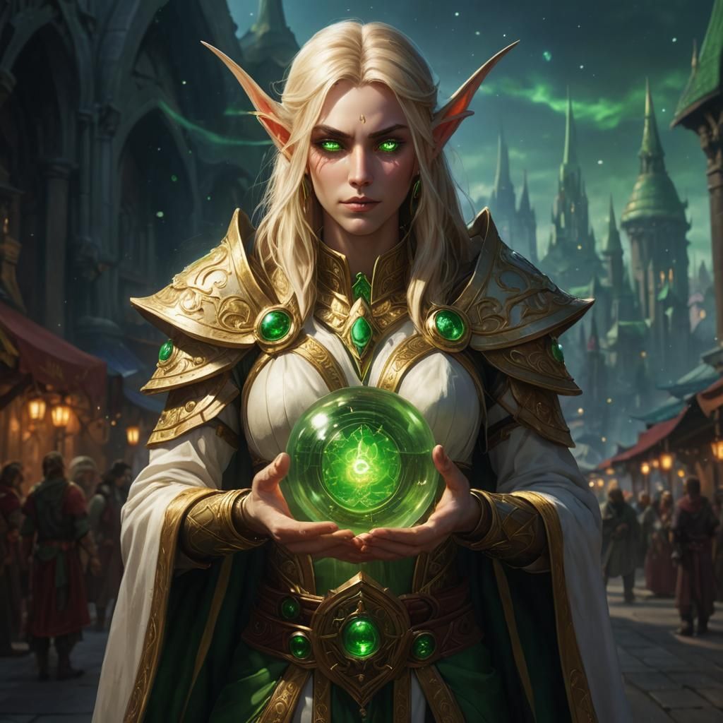 Blood Elf Priestess with Healing Vessel in Silvermoon