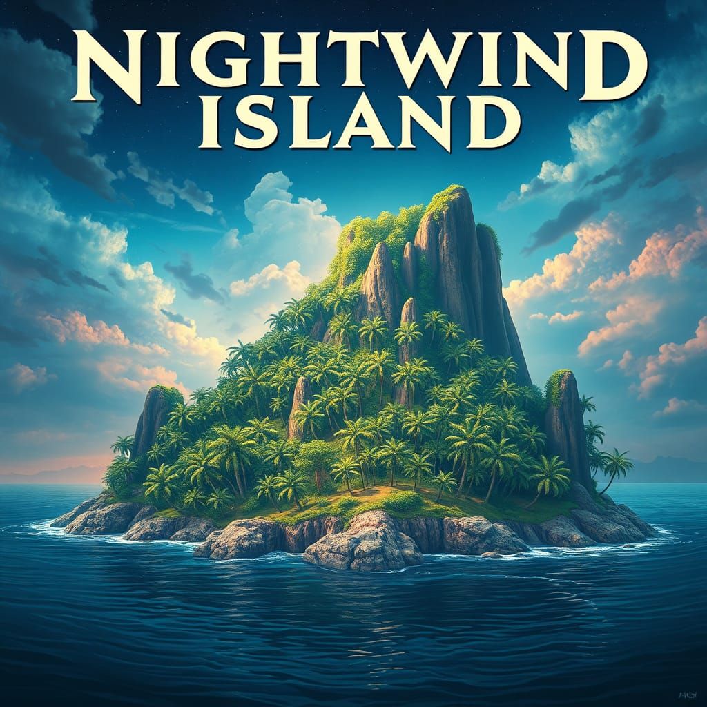 Nightwind Island Travel Poster in Fantasy Art Style