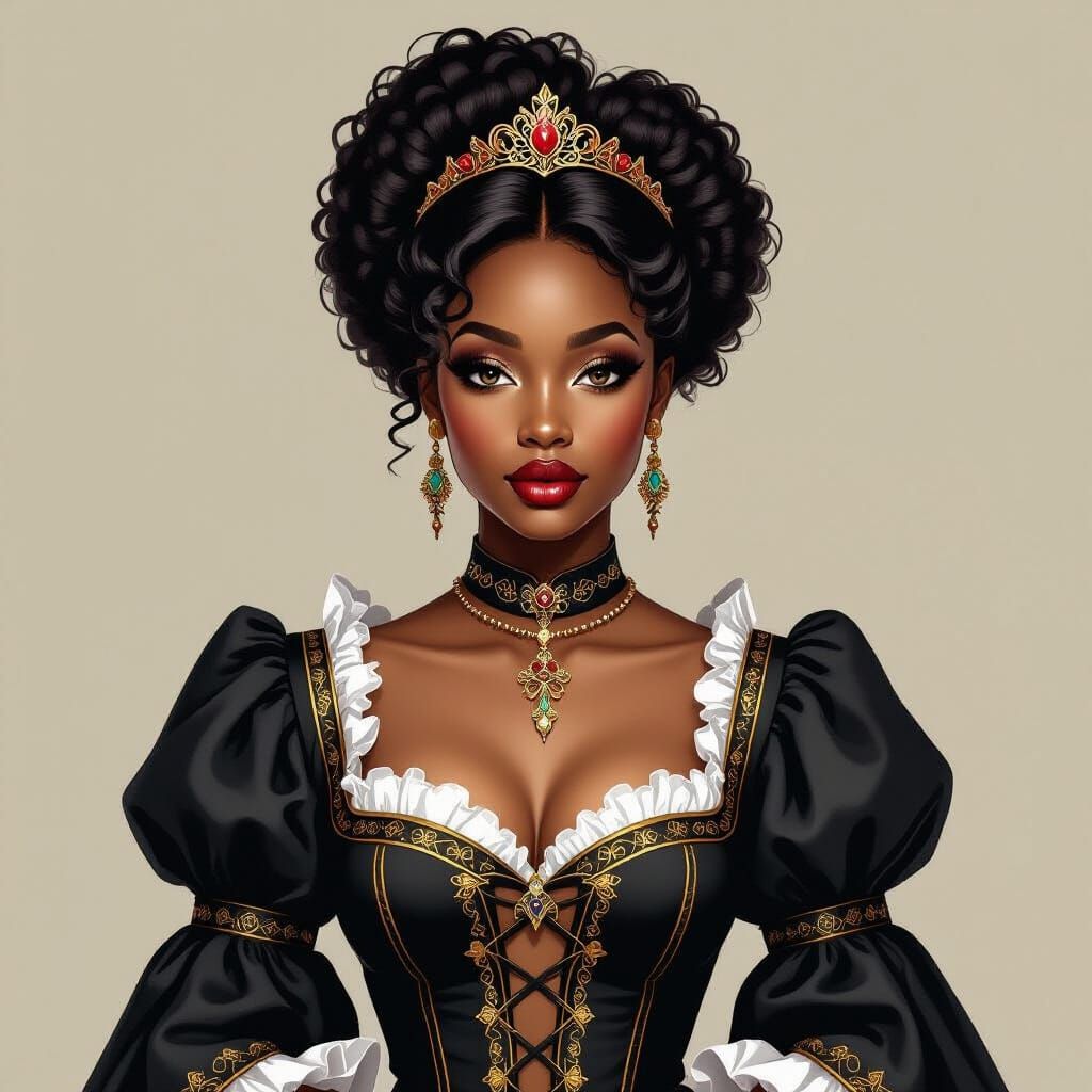 Baroque Gothic Portrait of a Beautiful African Woman