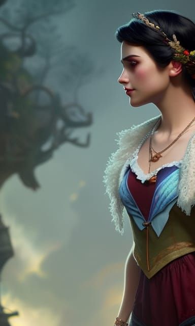 Tattooed Hipster Snow White Portrait in 8k