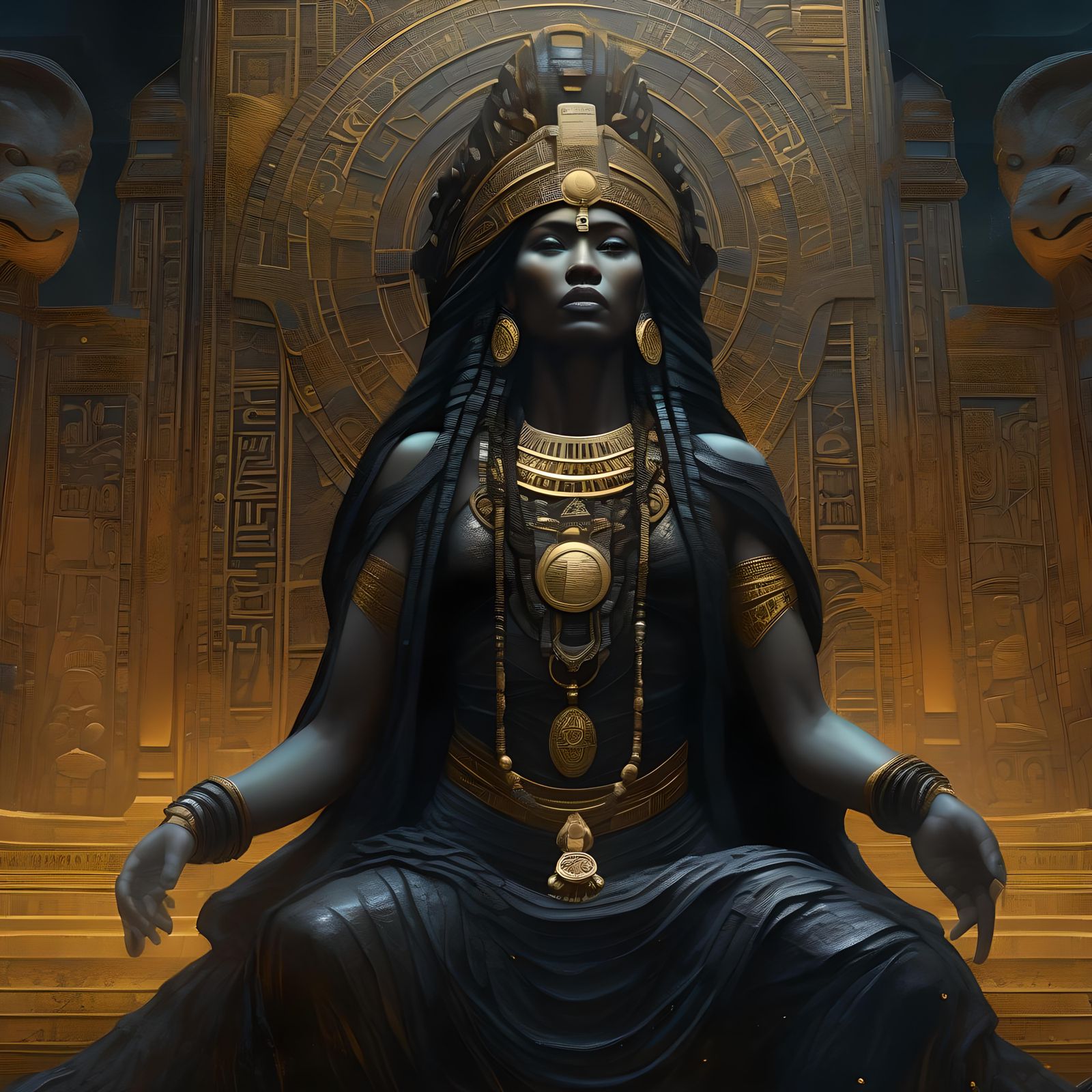 Ishtar: Chained Goddess in Dark Fantasy Style