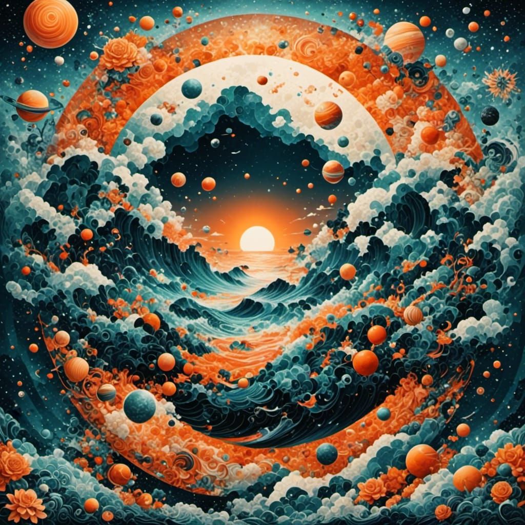 Abstract AI Art: Cinnamon Swirls and Tile Sunshine