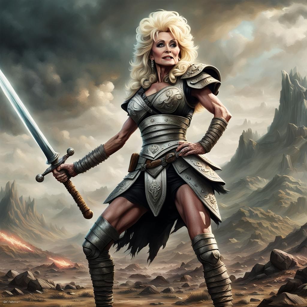 Barbarian Warrior on Alien Battlefield: Hyperrealistic Photo...