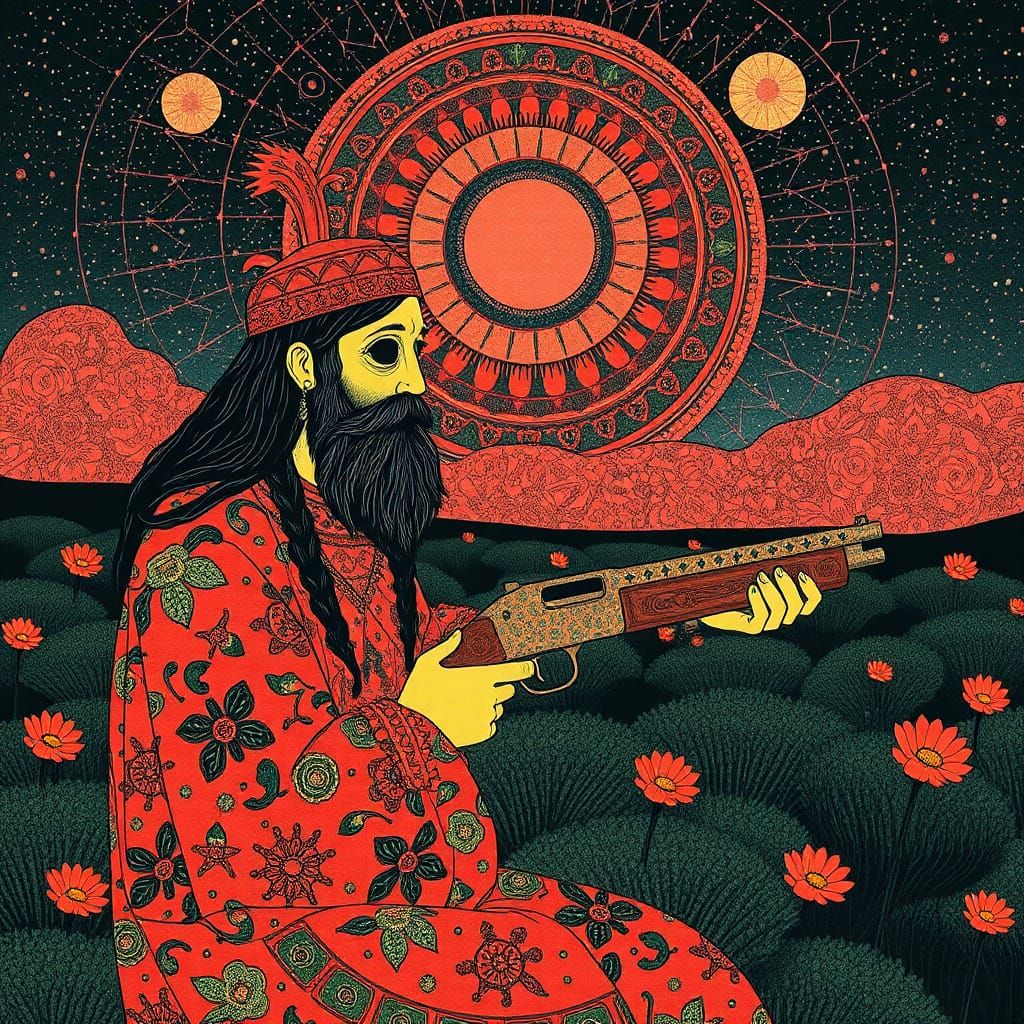 Hipster Klimt Kalevala Raygun Gothic Vaporwave Linocut