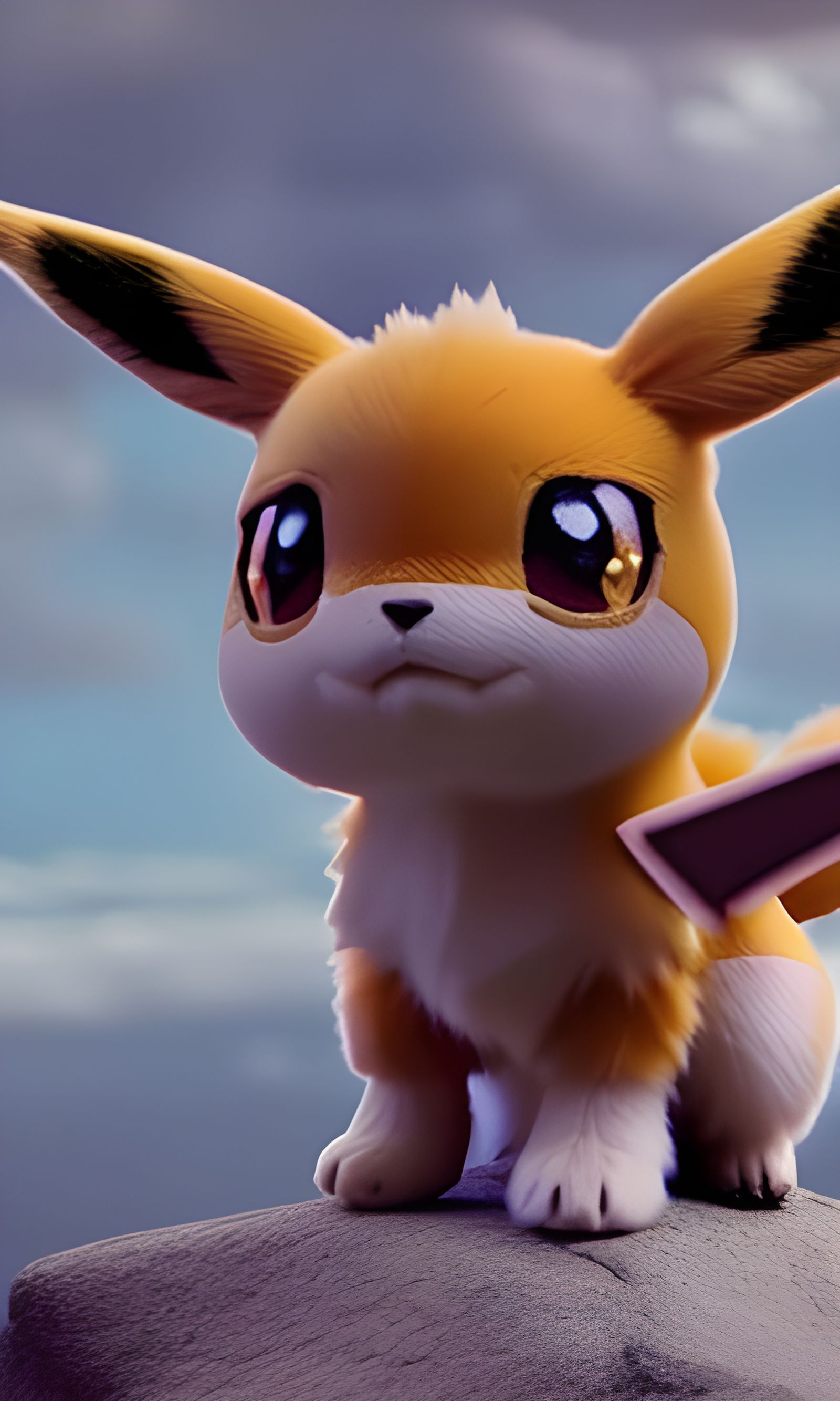 Eevee Pikachu Hybrid Pokemon in Photorealistic CGI