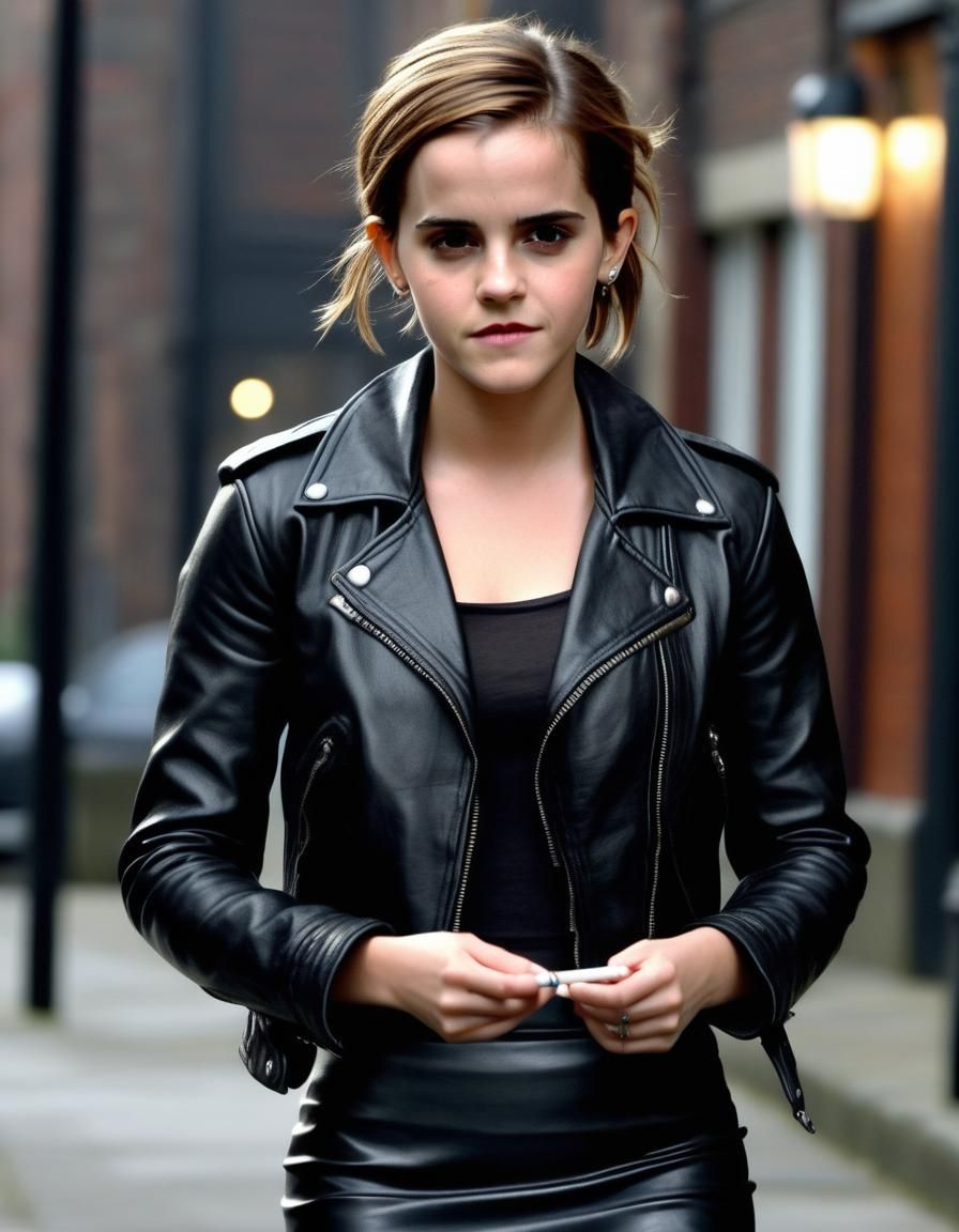 Photorealistic Portrait of Woman in Leather