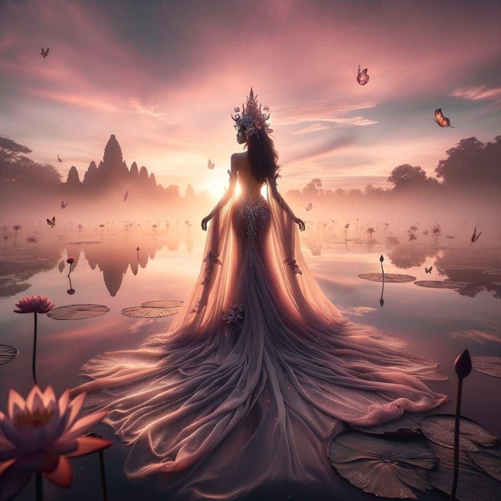 Ethereal South Asian Goddess at Dawn