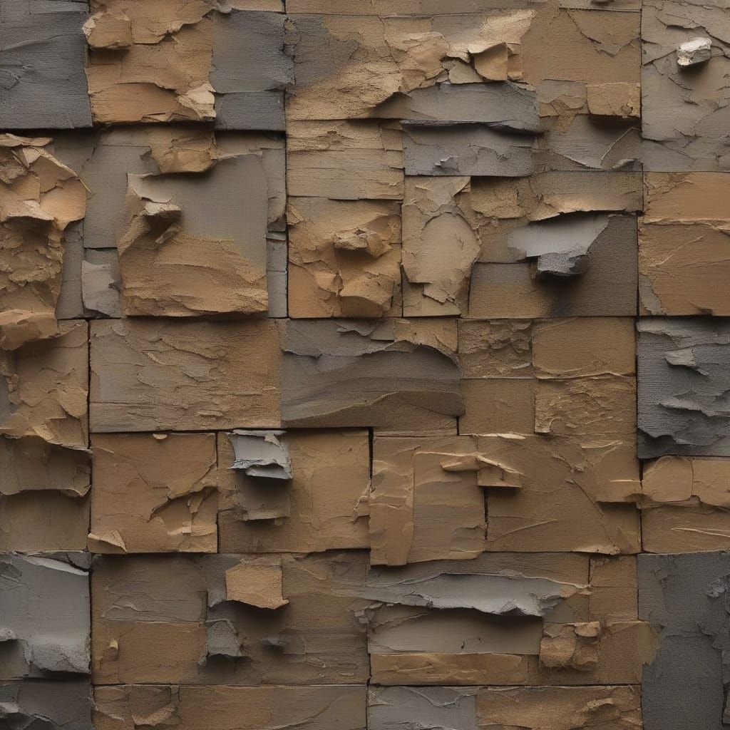 Textured Assemblage of Scorched Terrain in Mixed Media Style