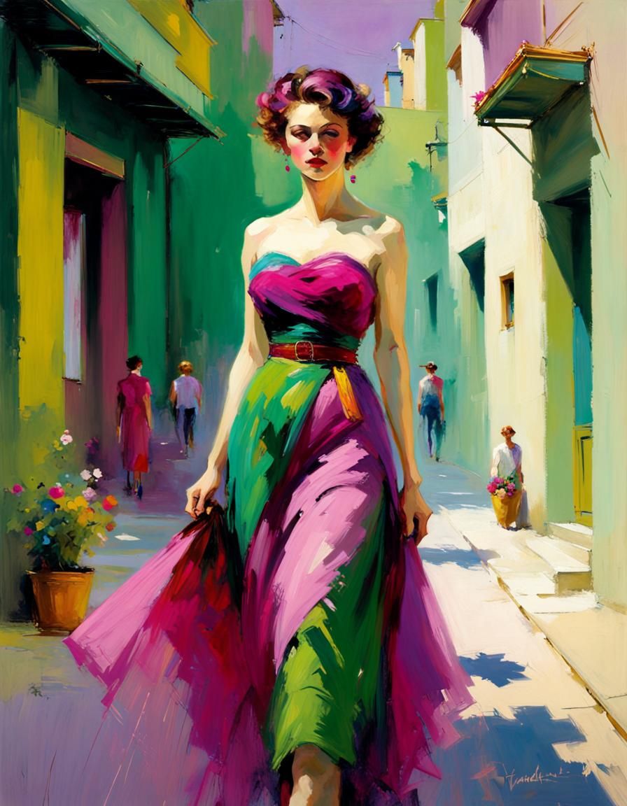 Magenta Road Inspired by Kandinsky and Daeni