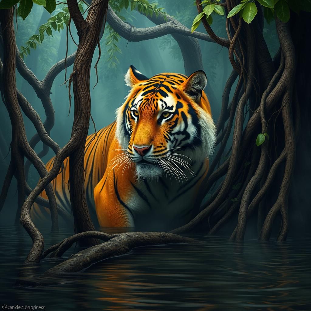Bengal Tiger in Mangrove Swamp: Fantastical Realism