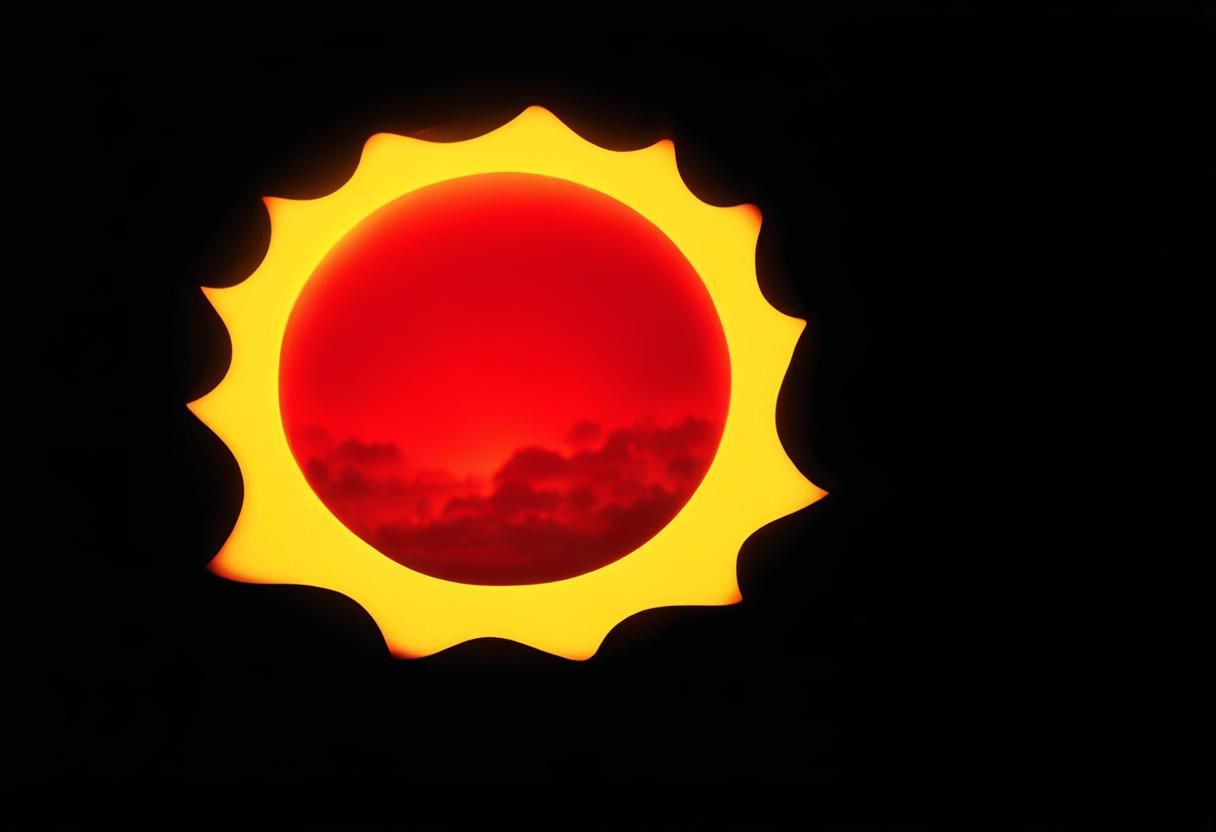 Fiery Red Sun with Egg in Digital Matte Painting
