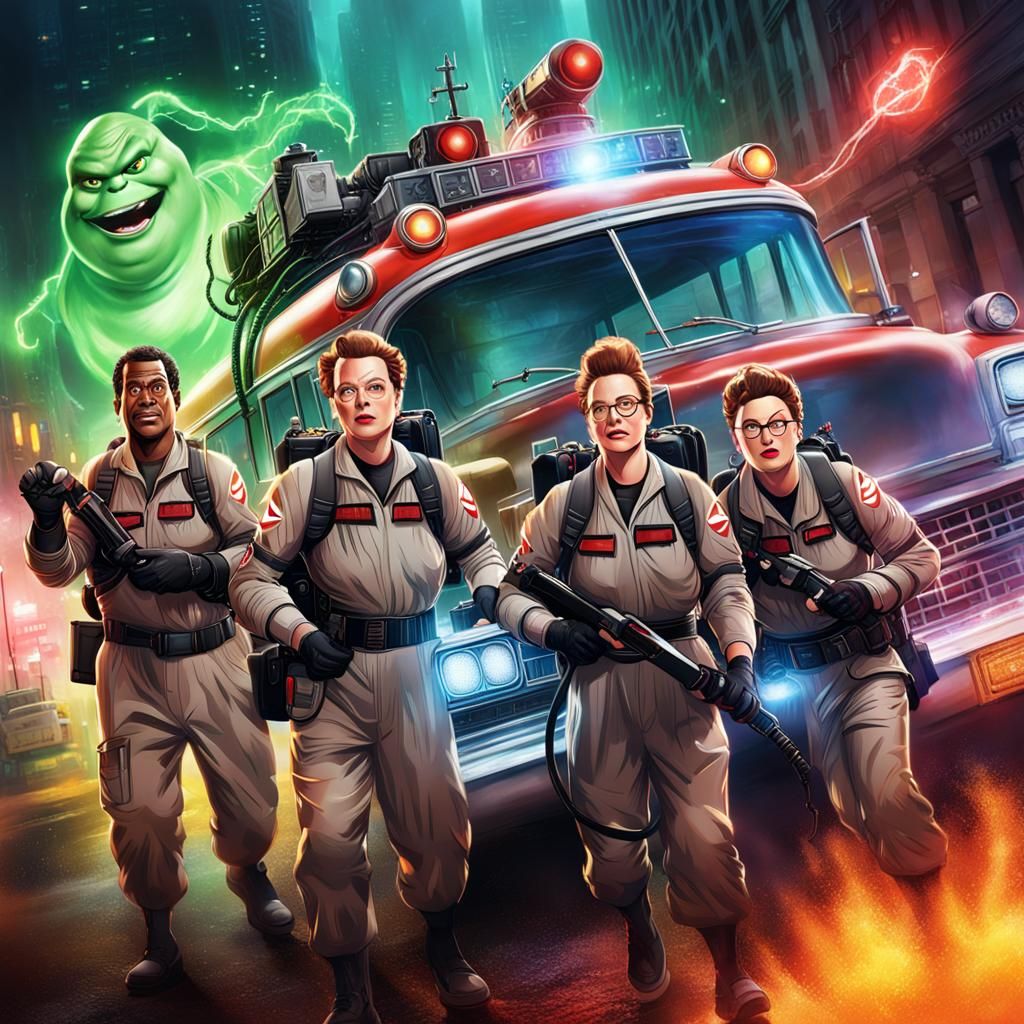 Hyperrealistic Ghostbusters Concept Art in Splash Art Style