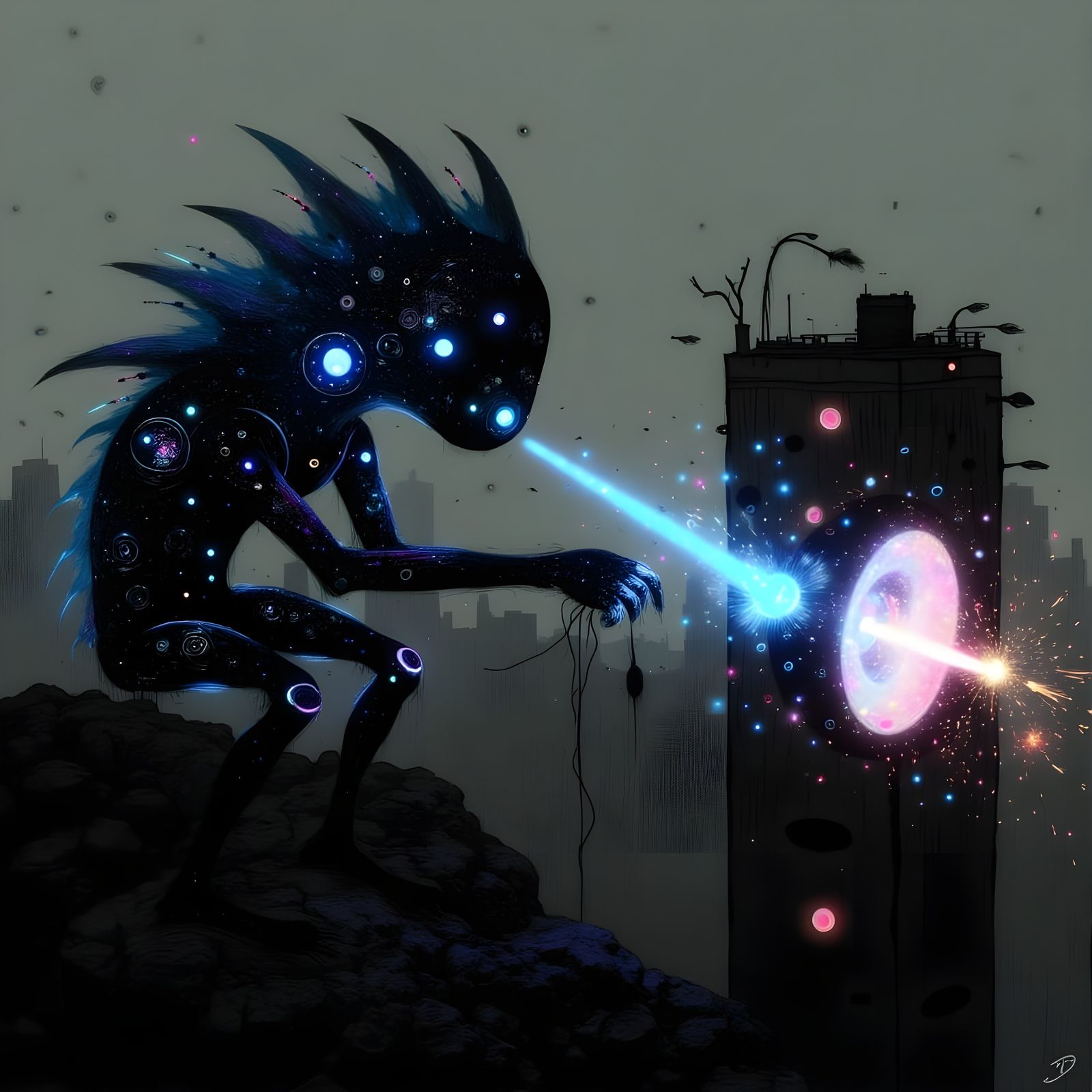 Glowing Monster Dog Devastates Electric Substation in Futuri...