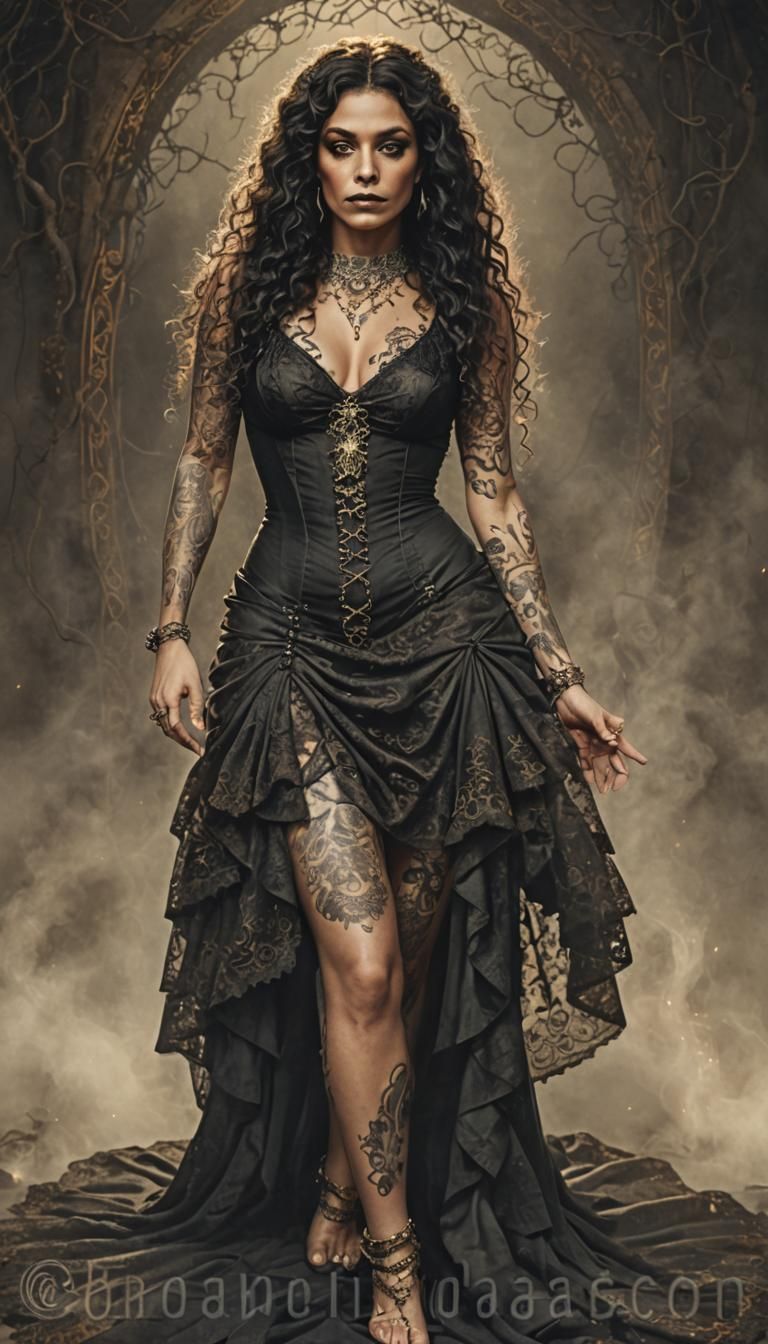 Captivating Cinematic Portrait of a Tattooed Witch