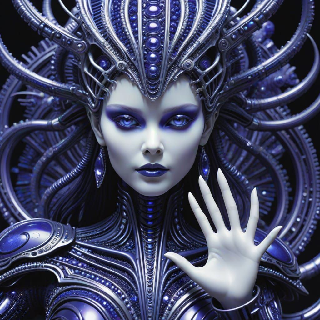 Biomechanical Woman in Dark Fantasy Style