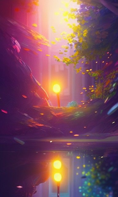 Colorful Digital Illustration with Bokeh Lighting