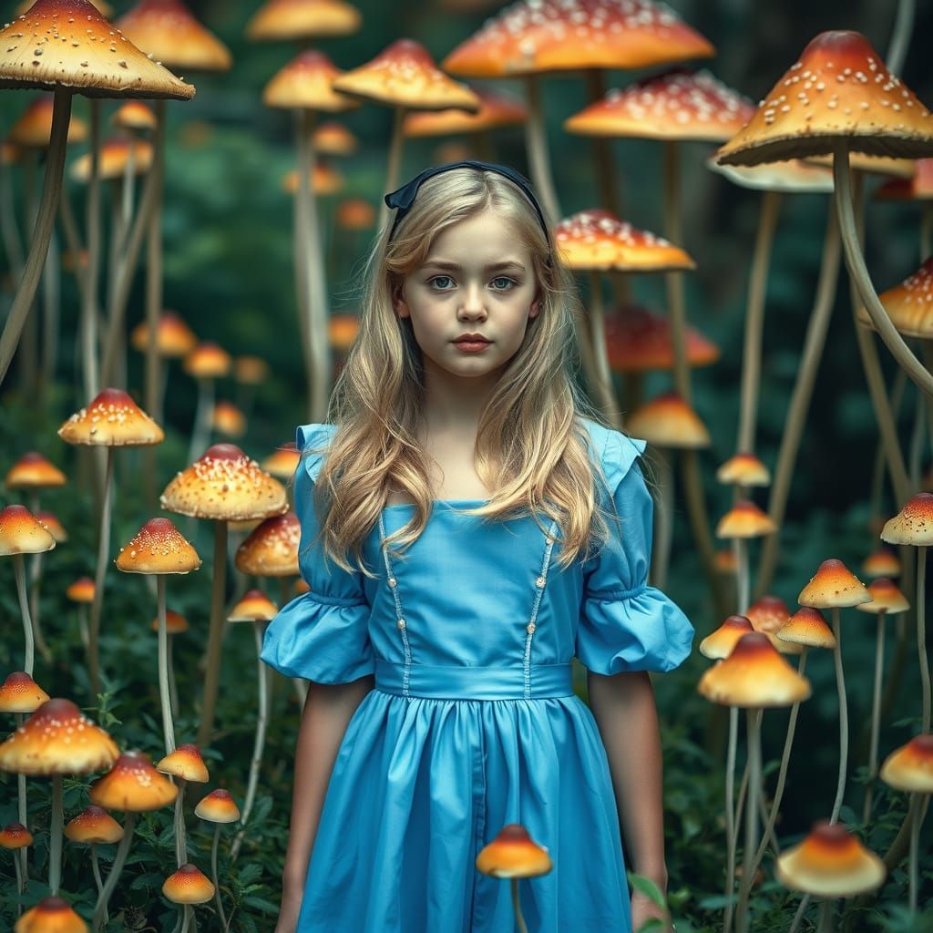 Ethereal Fantasy Portrait in Whimsical Mushroom Forest
