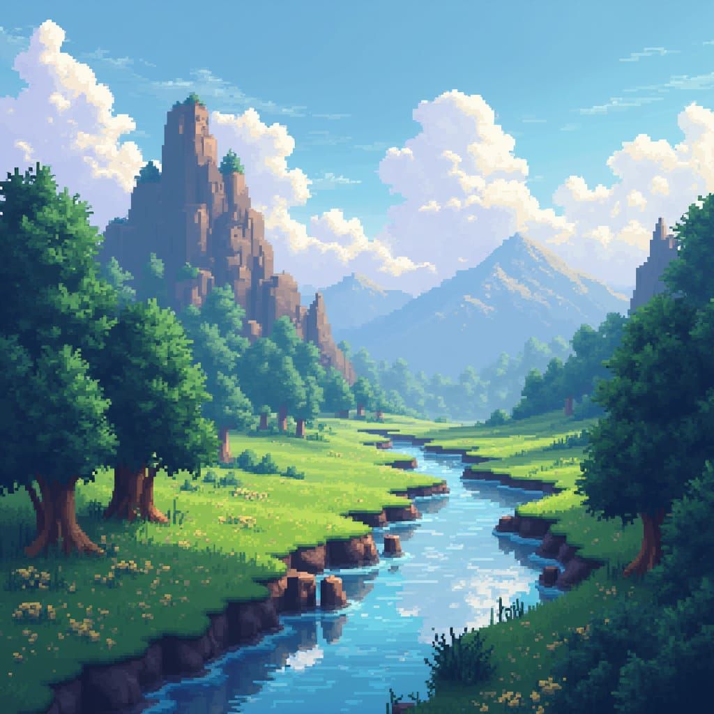 Blocky Pixelated World Inspired by Minecraft