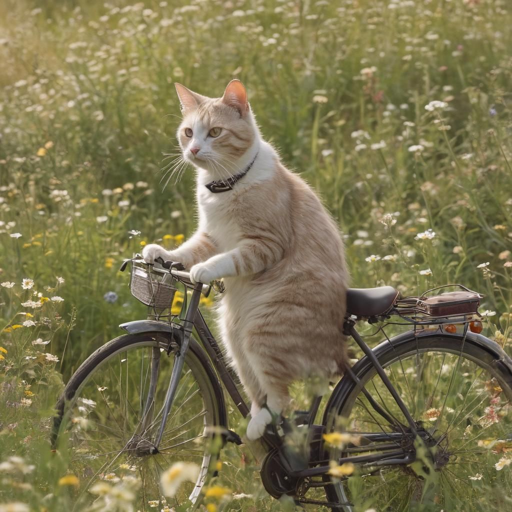Cat in Suit Rides Bicycle: Fine Art Photography