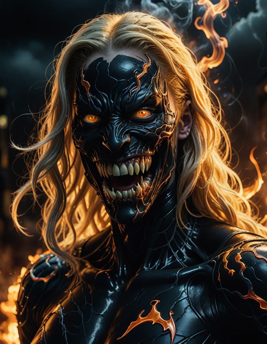 Epic Surreal Neon Landscape with Venom and Blondie