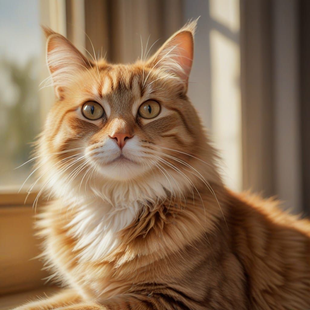 Happy Cat Portrait in Baroque Style