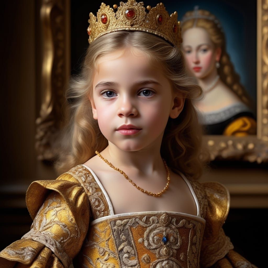 Baroque Princess Margarita Teresa in Opulent Spanish Royal C...