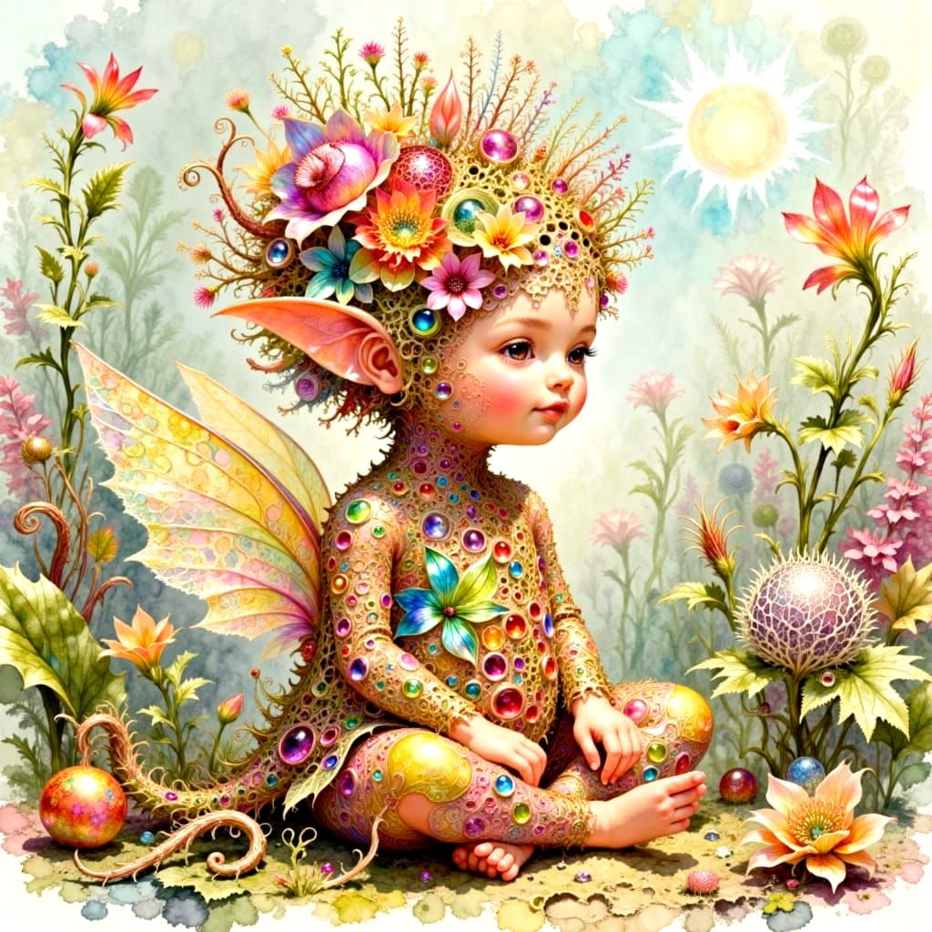 Adorable Newborn Elven Baby in Flower Costume