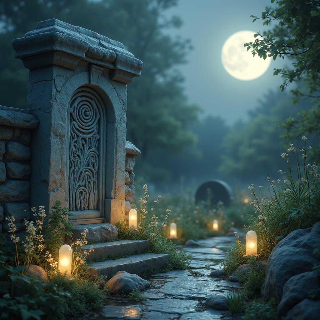 Moonstone Garden of Airmid in Fantasy Realism