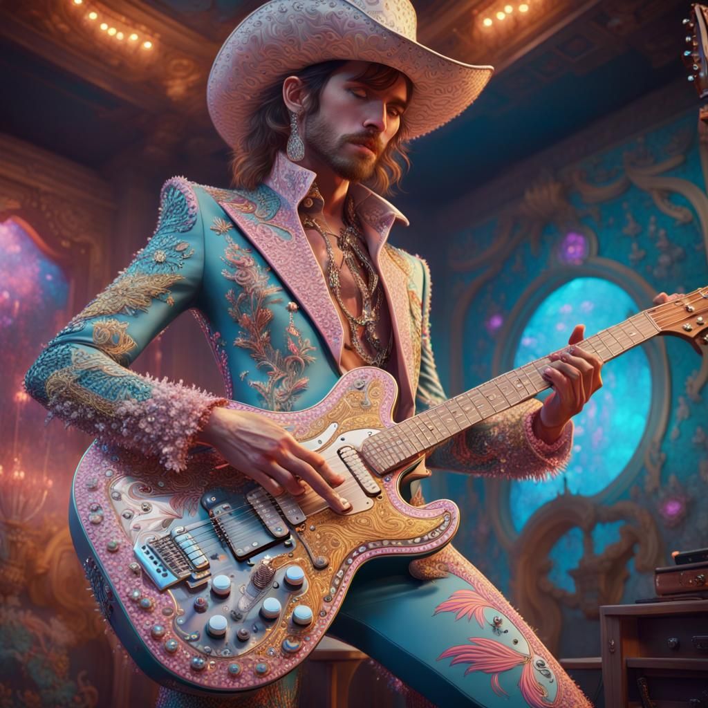 Country Singer in Rhinestone Nudie Suit, Digital Art